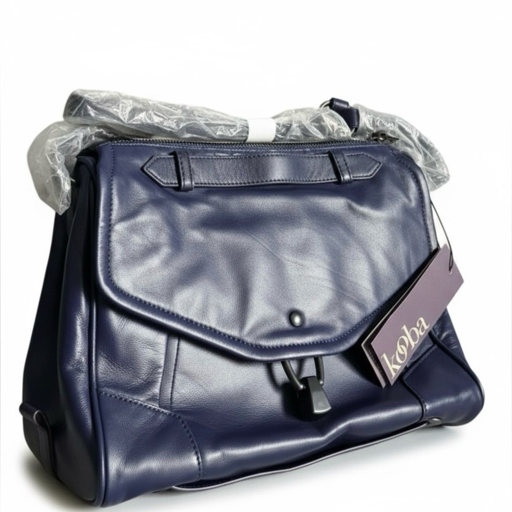 NWTS Kooba Leather Alexa, Navy Crossbody Bag, Gunmetal Hardware.